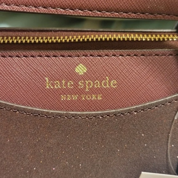 Kate Spade Glitter Burgundy Tote with Dual Handles and Crossbody Strap - Picture 8 of 8